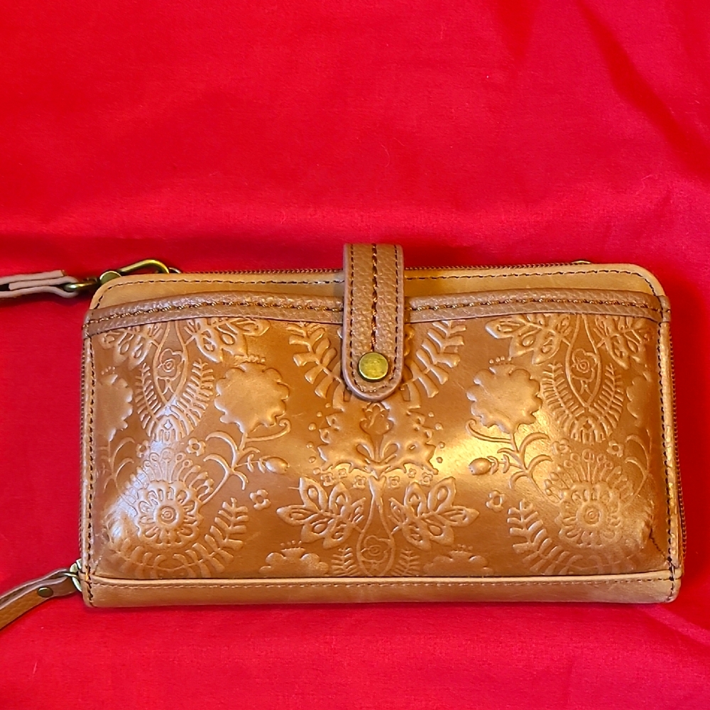 The Sak Iris Embossed Leather Clutch Crossbody Bag